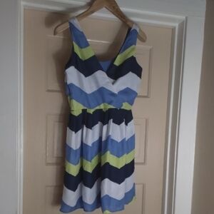 Blue and Green Chevron Dress